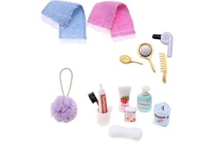 EUYKQNOI 15 Pezzi Accessori B b e Bambole, Set Bagno in Miniatura per Casa delle Bambole con Specchio e Pettine, Giocattoli Creativi per Bambini, Regalo Perfetto per Feste e Compleanni
