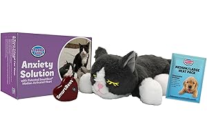 Snuggle Puppy Original Snuggle Kitty Heartbeat Stuffed Cat Toy Pet Anxiety Relief and Calming Aid for All Breed Sizes (Gray & White)