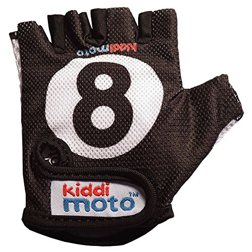 Kiddimoto - Gants Vélo pour Enfant de 2 à 8 ans, parfaits pour les Sports de Plein air, le Cyclisme, la Trottinette - 8-Ball / Boule Magique 8 - Moyen (4-8 ans)