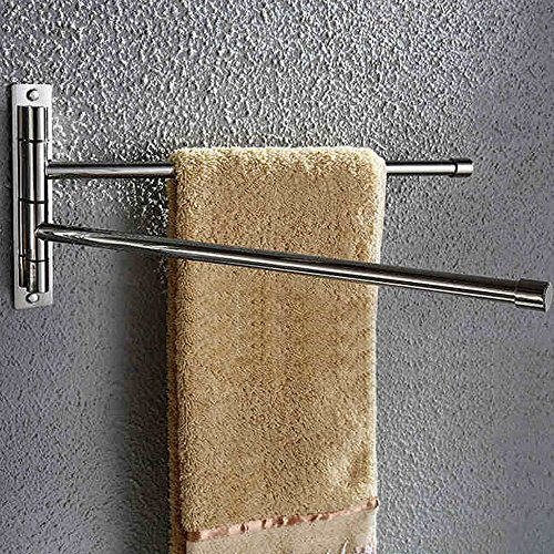 KES Badetuchstange mit 2 bewegliche, aus hochwertigem Edelstahl, zur Wandmontage, Chrome, A2102S2