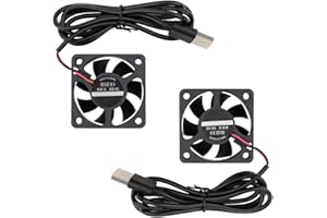 Rowiz 2pcs DC 5V Case Fan Ball Bearing 3-Wire with USB Port Cooling Fan 50mm Heatsink for CPU TV Box Router, 50×50×15mm