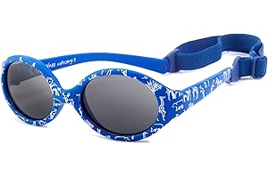 KIDDUS Occhiali da Sole Polarizzati per bèbe da 0 mesi, bambino o bambina. Filtro solare UV400 100% protezione. Fascia removibile. Disegnati a Barcellona. Modelli con vari motivi e disegni