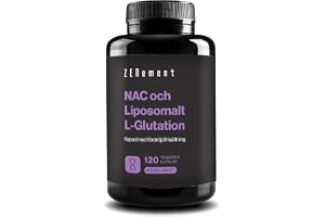 NAC & Liposomalt L-Glutation Hög Absorption - 120 Magsaftsres. Kapslar | 300 mg NAC + 286 mg Liposomalt Glutation - Egen Formel, Vegansk, Glutenfri - 1 per Dag, 4 Månader - Zenement
