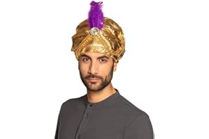 Boland 81015 - Turbante Sultán Selim, oro, joyas de perlas, plumas, piedras blancas, gorro, carnaval, fiesta temática