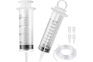 KINGOZOYI 2 Stück Spritzen, 100ml 200ml Große Einmalspritzen Plastikspritze mit Schlauch 1,3m für Motoröl Flüssigkeit Tierfütterung Experimente Industrielle Verwendung