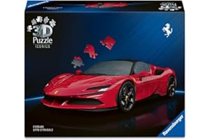 Ravensburger - Puzzle 3D Ferrari SF90 Stradale - Maquette de Voiture à Construire - Puzzle Voiture de Sport 3D sans Colle - 108 Pièces - Dès 8 Ans - 12008041