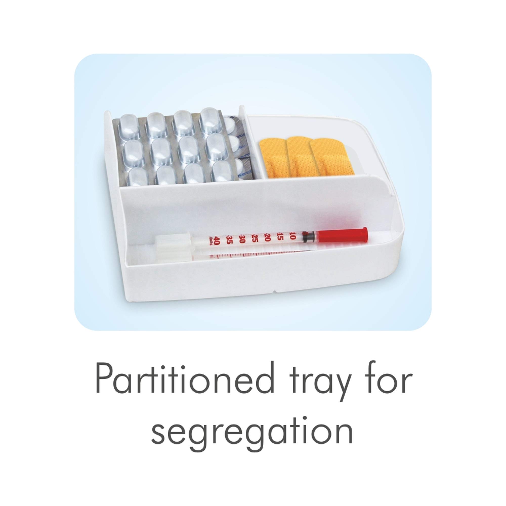 MILTON Plastic Medicine Box, First Aid Box, Detachable Tray with Handle, Emergency Indoor Outdoor Medical Utility Cabinet Organizer, Transparent, Portable & Lockable Container, White - Image 5