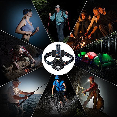 Topop LED Stirnlampe Kopflampe 1000lm Scheinwerfer Kopfleuchte mit CREE T6 Chip, drei Modi, Ideal für die Auto-Reparatur, Notfall, Stromausfall, Bauarbeiten, Höhlenforschung, Camping, Lesen, Fahrradfahren, Jagen, Nachtwanderung - 7