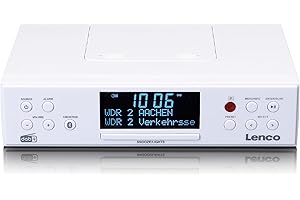 Lenco KCR-190 DAB+ Unterbau-Küchenradio - Bluetooth - PLL FM - 30 Senderspeicher - LED Display und Licht - Timer - Wecker - weiß
