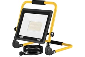 NAIZY LED Baustrahler Arbeitsleuchte 100W 8500LM LED Fluter Floodlight Kaltweiß Austellenlampe mit IP66 Wasserdicht, 3M Kabel und Faltbarer Ständer für Werkstatt Baustelle Garage - 100W Kaltweiß