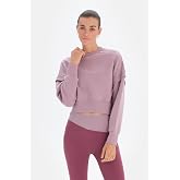 Dagi Kadın Kapıtone Crop Sweatshirt Pamuklu &Ouml;rme Lila