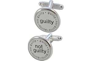 COLLAR AND CUFFS LONDON - HOCHWERTIGE Manschettenknöpfe mit Geschenk Box - Guilty und Not Guilty - Anwalt Richter Rechtsanwalt Schuldig - Stilvolle Messing - Weiß Schwarz und Silber Farben