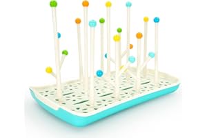 INTIRILIFE Escurre Biberones Blanco-Azul sin BPA para Tetinas y Accesorios - 30x19x20,4 cm, Lavable en Lavavajillas, Plegable, Ocupa Poco Espacio