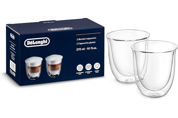 De'Longhi DLSC311 dubbelväggigt termoglas cappuccino, set om 2