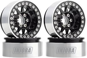 INJORA RC Felgen 4 Stücke 1,9 Beadlock Felgen Metallische Räder Felge Set für 1:10 RC Crawler Axial SCX10 Pro II III TRX-4 Tamiya MST VS4-10 Redcat Gen 8 7 Pro Enduro(Schwarz)