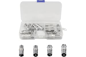 CISHOW 16pcs F/T Plug Type Male to Female Coaxial Socket Adapter Satellite TV Aerial Coax RF Cable Coupling Connector Adaptor for Compatible with Internet A/V Device Port Digital Audio Video (Silver)