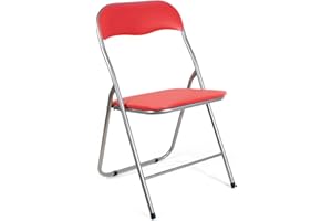 THE SECRET HOME - Pack de 1, 2, 4 y 6 Sillas Plegables Acolchadas - Asiento Auxiliar para el Hogar - Ideal para Cocina, Comedor, Salón, Dormitorio - 44 x 46 x 79 cm (1, Rojo)