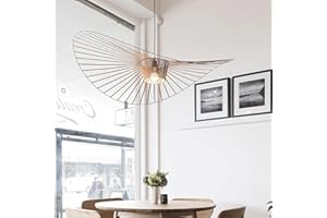GLZXMQBP MeTikTok Suspensions Rétro Vertigo Lustre, Creative LED Lampe Fibre De Verre + Polyuréthane De Chapeau En Tissu Design Moderne Salon Cuisine Salle De Bain Éclairage Décoratif, E27,Marron,100CM