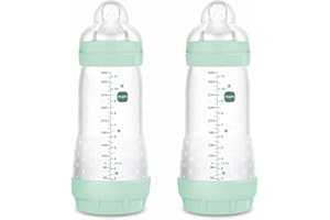 MAM Pack 2 Biberones Anticólicos, a partir de 4 Meses, 320ml, con Tetina 3 Flujo Rápido de Fácil Aceptación, Autoesterilizable y Fácil de Limpiar, MAM Easy Start Anti-Colic, Azul Brillante, Pack 2uds