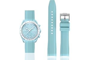 OLLREAR Cinturino in Gomma Curvo Compatibile con Omega x Swatch Speedmaster MoonSwatch 20mm Cinturino Morbido di Ricambio per Uomo e Donna