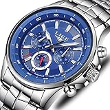 Watch-LUTEM Herren Armbanduhren Männer Luxus Wasserdichte Uhren Uhr mit Edelstahlband, Sport Business Casual Uhr, Leuchtzeiger, Woche/Datum / 24 Stunden-Anzeige