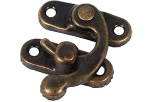 OUKENS Antique Latch Hasp, 12X Regalo di gioielli decorativi Vino Scatola di legno Antique Right Latch Hook Hasp con 48 viti, chiusura scatola legno, Serratura Antica(Gancio Destro-Bronzo)
