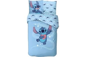 arlis Parure de Lit Stitch pour Enfant, Housse de Couette Réversible 140x200 cm, Taie d'oreiller 63x63 cm, 100% Coton (Parure de lit Lilo & Stitch, 140 X 200 Cm)