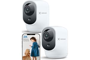 COCOCAM 2PCS 2K Telecamera WIFI Interno Senza Fili con Batteria 5200mAh, 355°P 90°T Wireless per Baby Monitor per Animali Assistenza Agli Anziani, Riconoscimento AI, PIR Rilevamento Umano