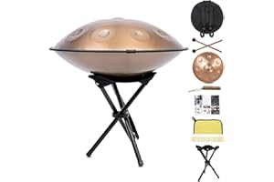 ZANEFOO Handpan Drum 22 en Acier 10 Notes 432Hz avec Sac Soft, Maillets & Stand - Instrument de Méditation et Guérison Sonore(432Hz,9Töne)