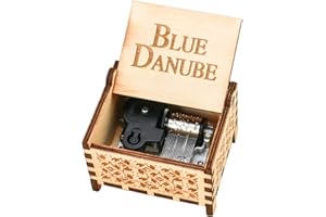 Youtang The Blue Danube Music Box - Caja de música (18 notas, mecanismo de cuerda de madera), diseño de Danubio azul, color marrón