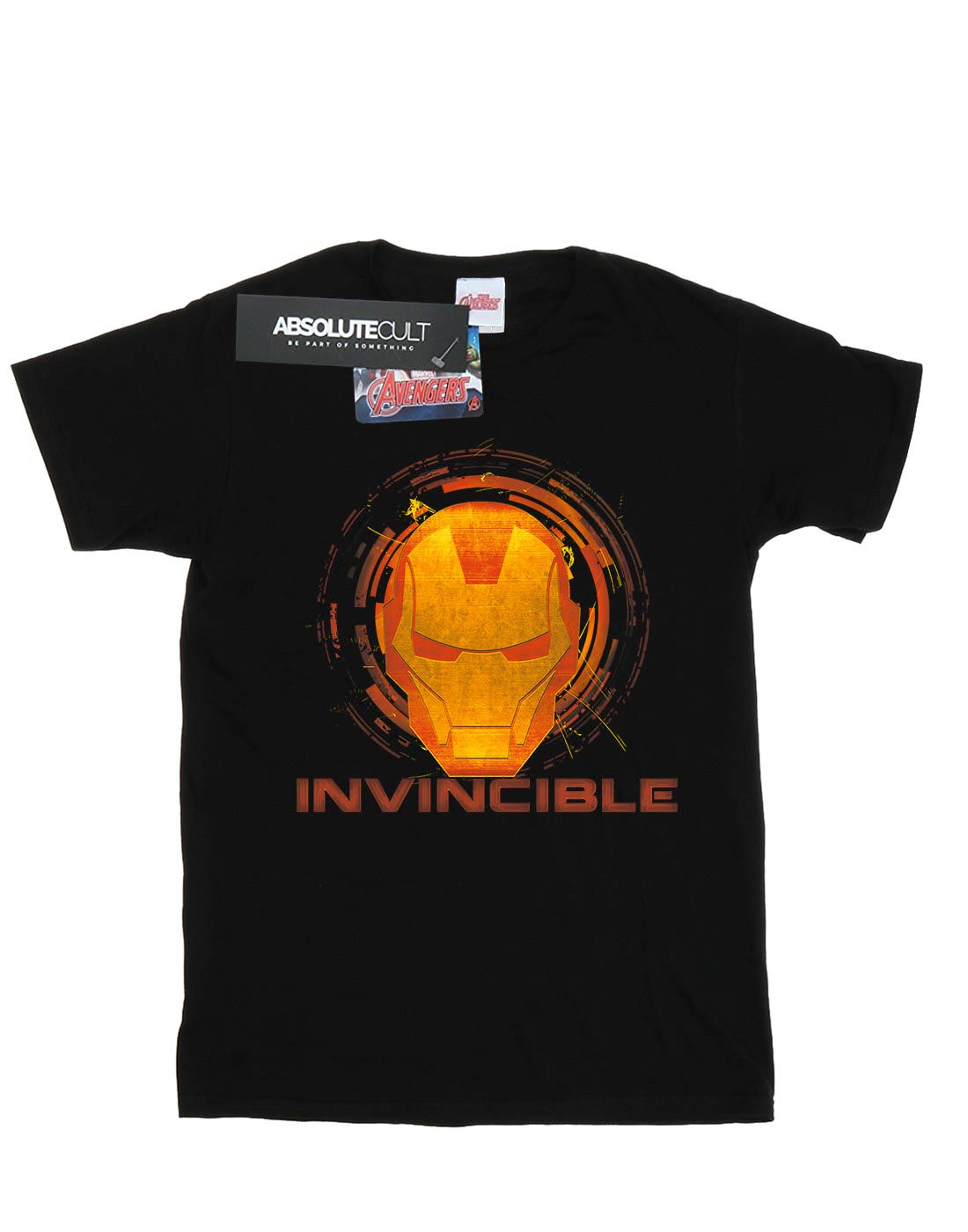 Marvel-Damen-Iron-Man-Invincible-Boyfriend-Fit-T-Shirt-Large-Schwarz
