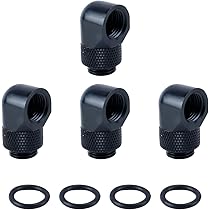 Gomo a rotazione manuale con raccordo a 90 gradi per ID 10 mm, diametro esterno 14 mm Tubi rigidi in metallo e PETG Connettori per sistema di raffreddamento ad acqua per computer  7