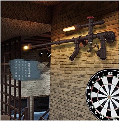 BMJQS American village hall creative pipe decorative bar retro industrial air gun lamp iron wall lamp
