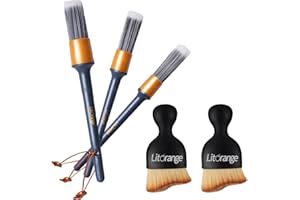Litorange Auto Reinigung Pinsel Set,5 Stück Auto Detailingbürste, weiche Auto Innenraum-Pinsel,Premium Reinigungsbürste Kit für Autopflege und Staubwischen