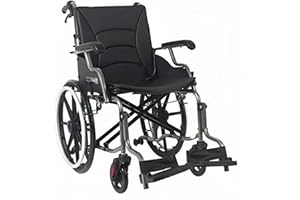 ByteTecpeak M4 Sedia a rotelle pieghevole leggera per anziani, Carrozzina per adulti, portata massima 100Kg, robusta e resistente, ideale per l'uso domestico e i viaggi - Nero