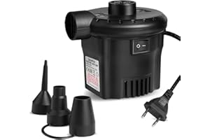 Deeplee Pompe Electrique, Pompe à Air à Haut Débit 130W pour Matelas à Air Gonflable, Jouets de Plage et Pataugeoires, Dégonflage à Remplissage Rapides AC 220-240V avec 3 Buses