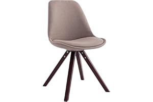 ‎CLP CLP Retro-Stuhl Toulouse Square Mit Stoffbezug Und Hochwertigem Sitzpolster I Lehnstuhl Mit Stabilem Holzgestell I Sitzhöhe 48 cm, Farbe:Taupe, Gestell Farbe:Cappuccino