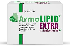 ArmoLIPID® EXTRA - Von der Nr. 1 Marke im Cholesterinmarkt° - Nahrungsergänzungsmittel mit Artischocken-Extrakt, rotem Hefereis, Folsäure, Chrom, Coenzym Q10 und Astaxanthin - 30 Tabletten