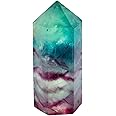 mookaitedecor Natural Rainbow Fluorite Healing Crystals Point Wand Hexagonal Tumbled Faceted Prism Small Reiki Chakra Crystal Gift Pocket Stone Meditation Room Decor, 1.57-2.75” Height