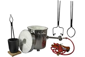 LSMIITTH 6KG Propan-Schmelzofen Kit mit Tiegelzangen, Tiegeln, Zange und Handschuhe, Brennofen für Metall Gold Silber Kupfer Aluminium Full Casting Tool Kit