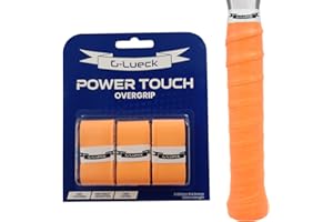 G-Lueck Lot de 3 surgrip Tennis Power Touch Overgrip (très adhérent et Durable) - 0,60 mm d'épaisseur - pour Padel, Badminton, Squash - avec Bande de Finition autocollante - Antidérapantes