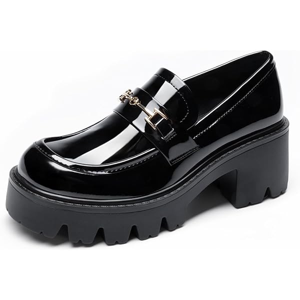 Mocassins Femme WOJAS En Cuir Grainé Noir - Semelle Plateforme, Chaîne Décorative - Taille 40 EU
