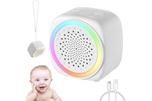 OSKUGLIN Máquina de Ruido Blanco para Dormir Bebé, Máquina de Ruido Blanco Portátil con16 Sonidos Máquina, Luz nocturna y Luz Coloridos Ajustable USB Batería Recargable para Bebé Niño o Adulto