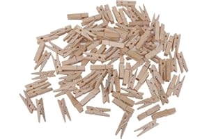 MNIXY 100x Clavijas Pinzas Contactos de Madera Naturales Ropa Foto Papel DIY Mini Clips 25 * 3mm