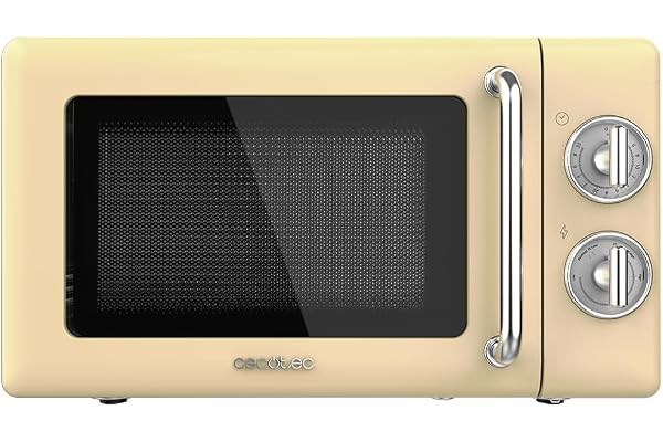 Cecotec Mikrovågsugnar 20L Proclean 3010 Retro Yellow. 700 W på 6 nivåer, timer upp till 30 minuter, avfrostningsläge, vintage design i gult, stålfinish