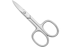 THE AMIN BEAUTY TOOLS Cuticle Nail Scissors Curved Blade Professional Stainless Steel Beauty Scissors, for Manicure Pedicure, Eyebrows, Nose, Eyebrows, Eyelash, Beard, Mustache, Toenails (Nail Scissors)
