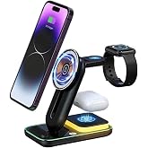 OzzyCase Magsafe İle Uyumlu Kablosuz Şarj Dock Apple İphone Watch Ve Airpods 4'&Uuml; 1 Arada Stand,Siyah