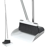 TreeLen Broom with Dustpan Combo Set Indoor,50" Long Handle Brooms Standing Dustpan for Household Lobby Kitchen Office Outdoo
