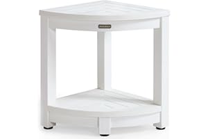 KAIMUBENCH Corner Shower Stool for Inside Shower Waterproof, Poly Lumber Bathroom Shower Corner Bench Seat, Plastic Shower Chair Seat, Shower Shaving Foot Rest with Adjustable Feet, Non-Mildew & Non-Slip, White