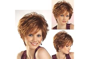 BBHair Corto rrucche per Le Donne Fluffy Donna Capelli Veri Corti Castano Carnevale Wigs Elegante Sexy Naturali Boccoli Parrucca Adatto per Feste Shopping Everyday Fancy Dress